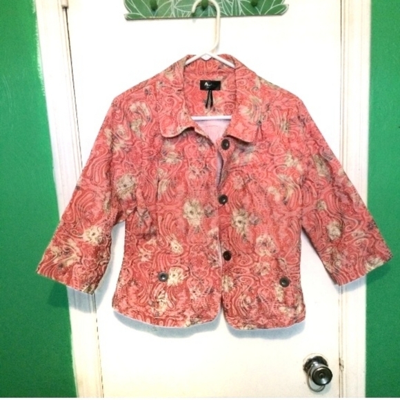 Analogy Petite pink textured print blazer - Picture 1 of 6